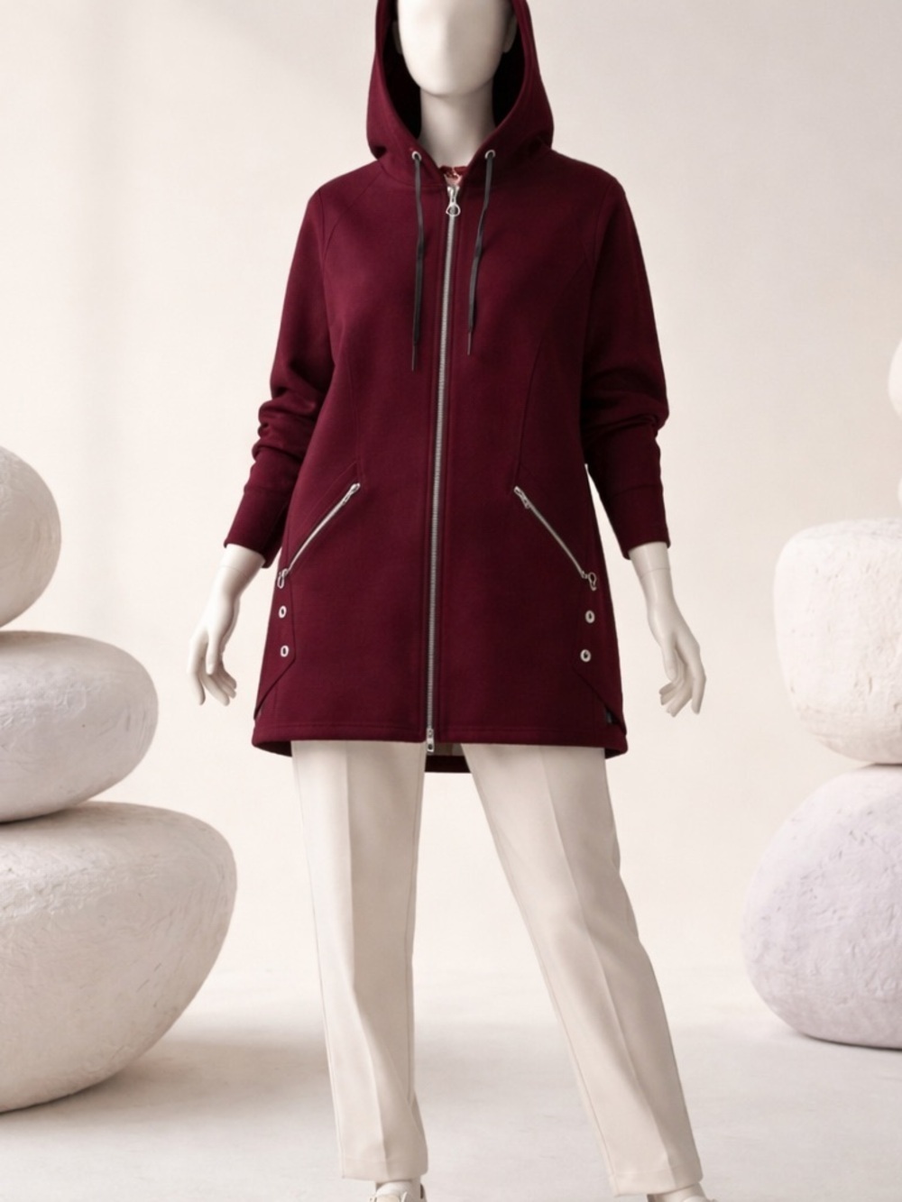 Personae Women's Burgundy Hooded Jacket/Coat